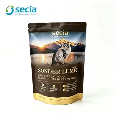 Bolsa vertical-personalizada para comida crujiente para gatos con aceite de camarones